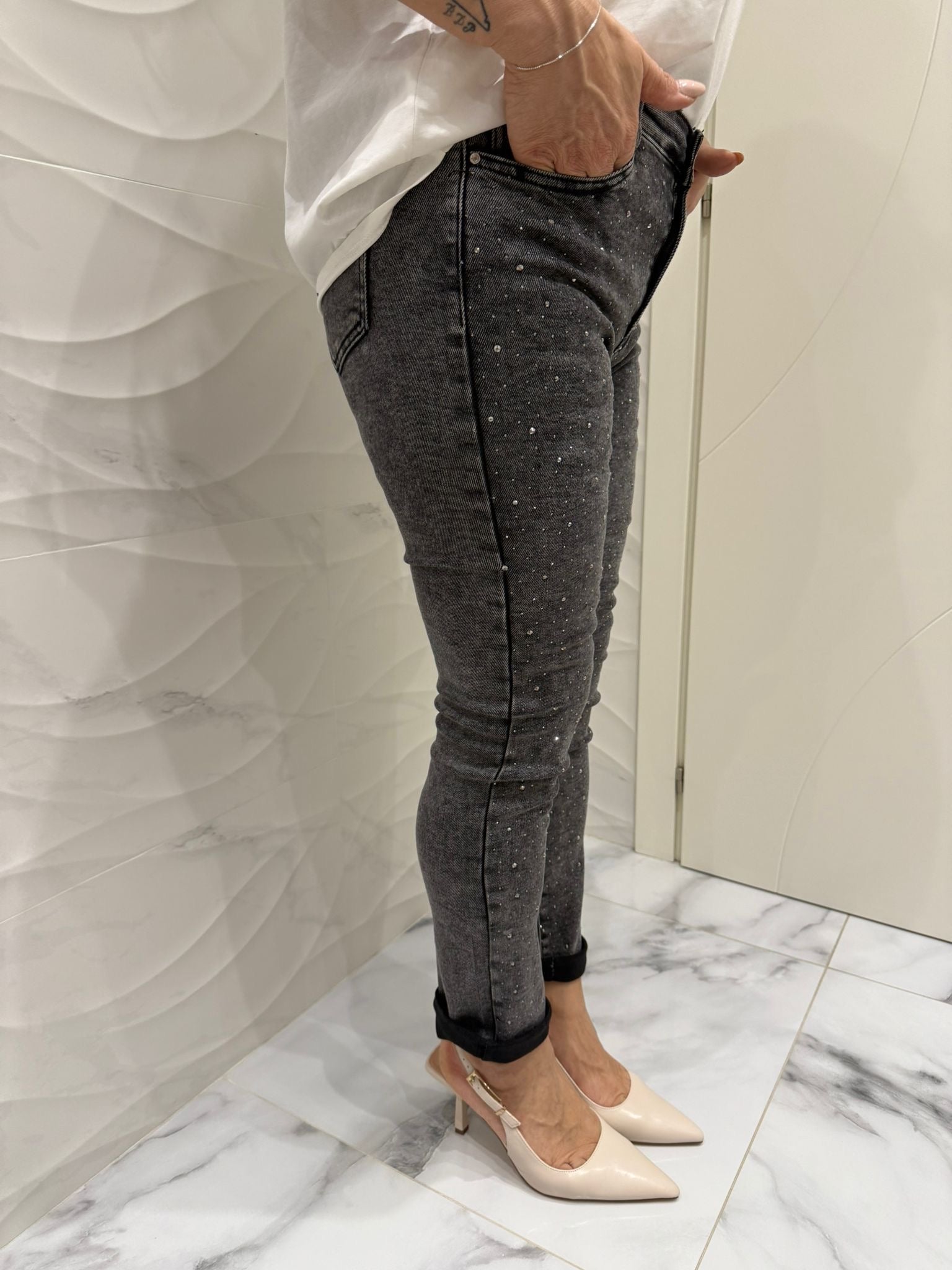 Jeans skinny strass