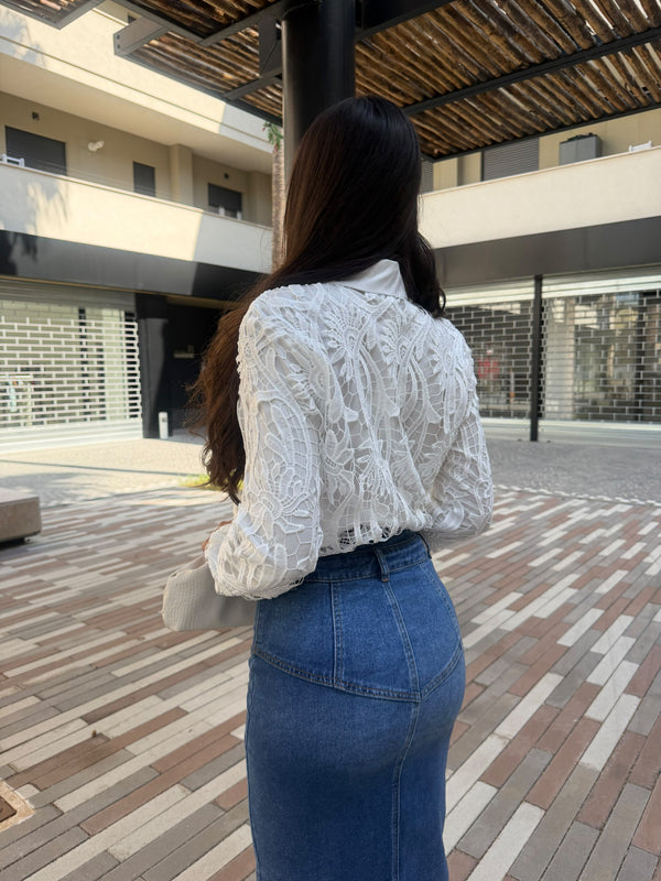 Camicia ricami macrame