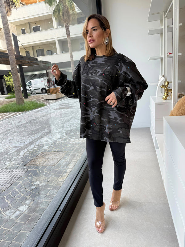 Maxi felpa mimetica black
