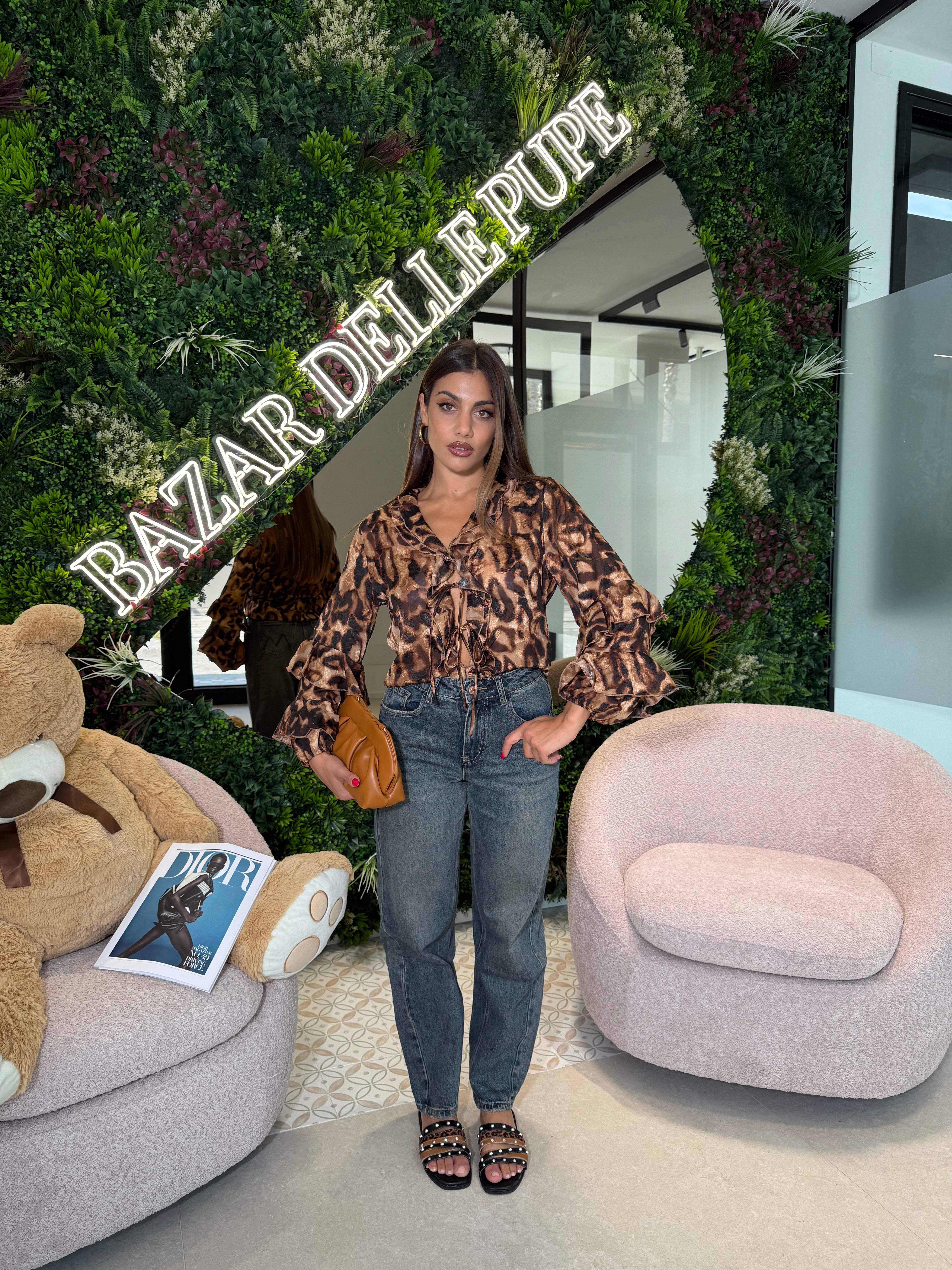 Camicia fiocchetti animalier