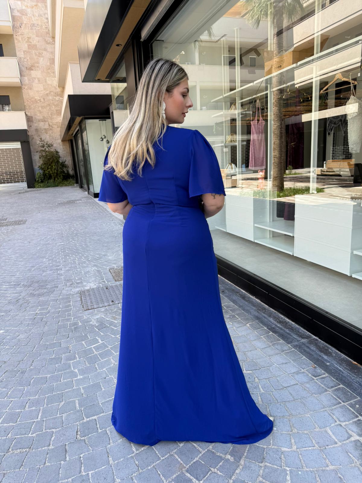 Abito cerimonia con drappeggio curvy