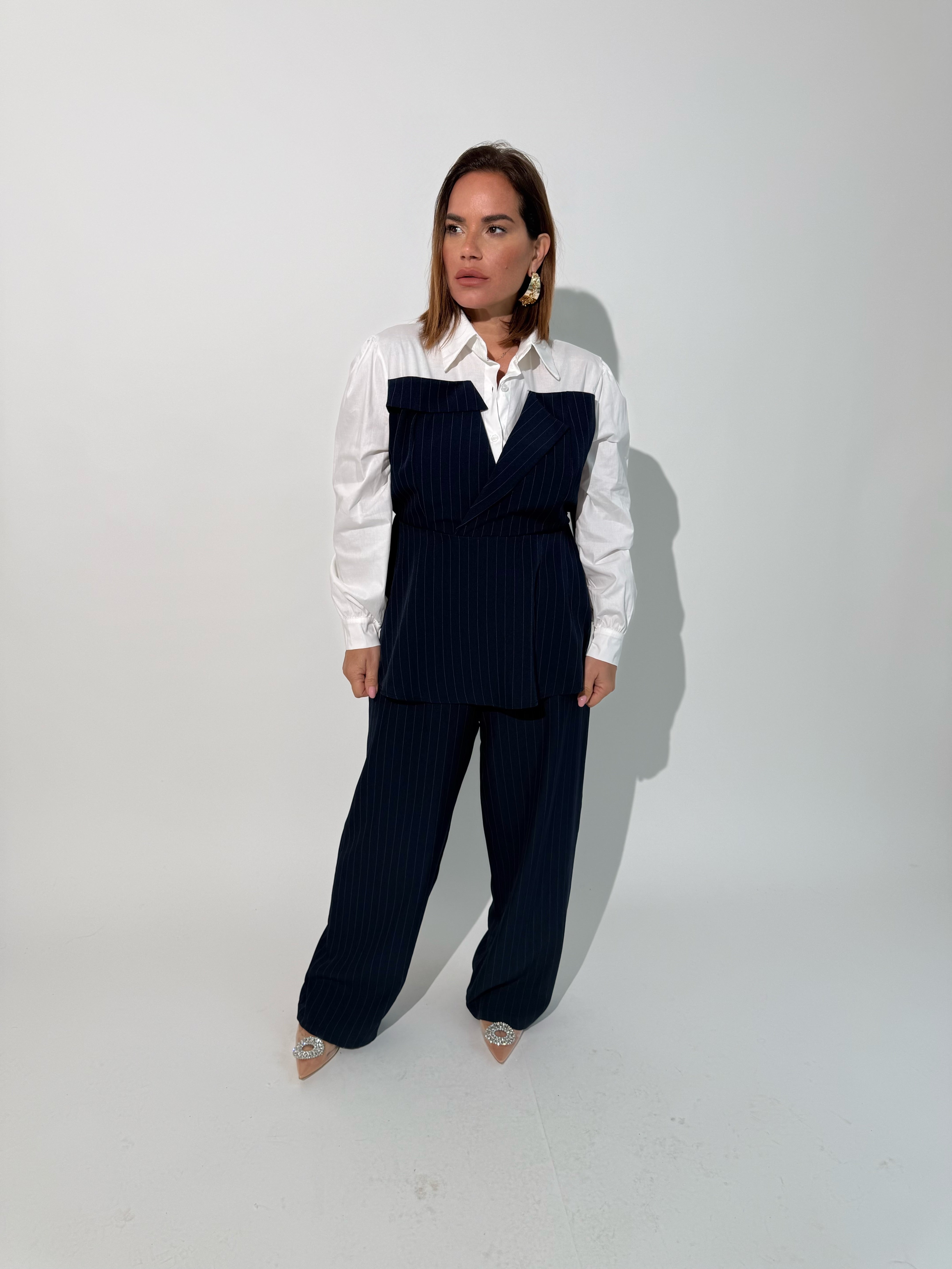 Cordset gessato effetto giacca curvy