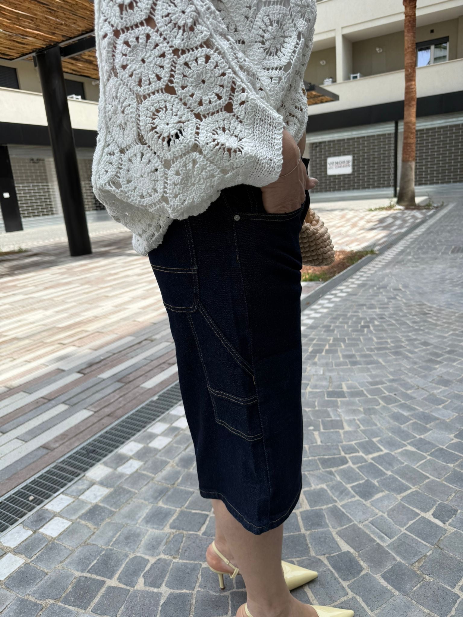 Bermuda balloon denim scuro