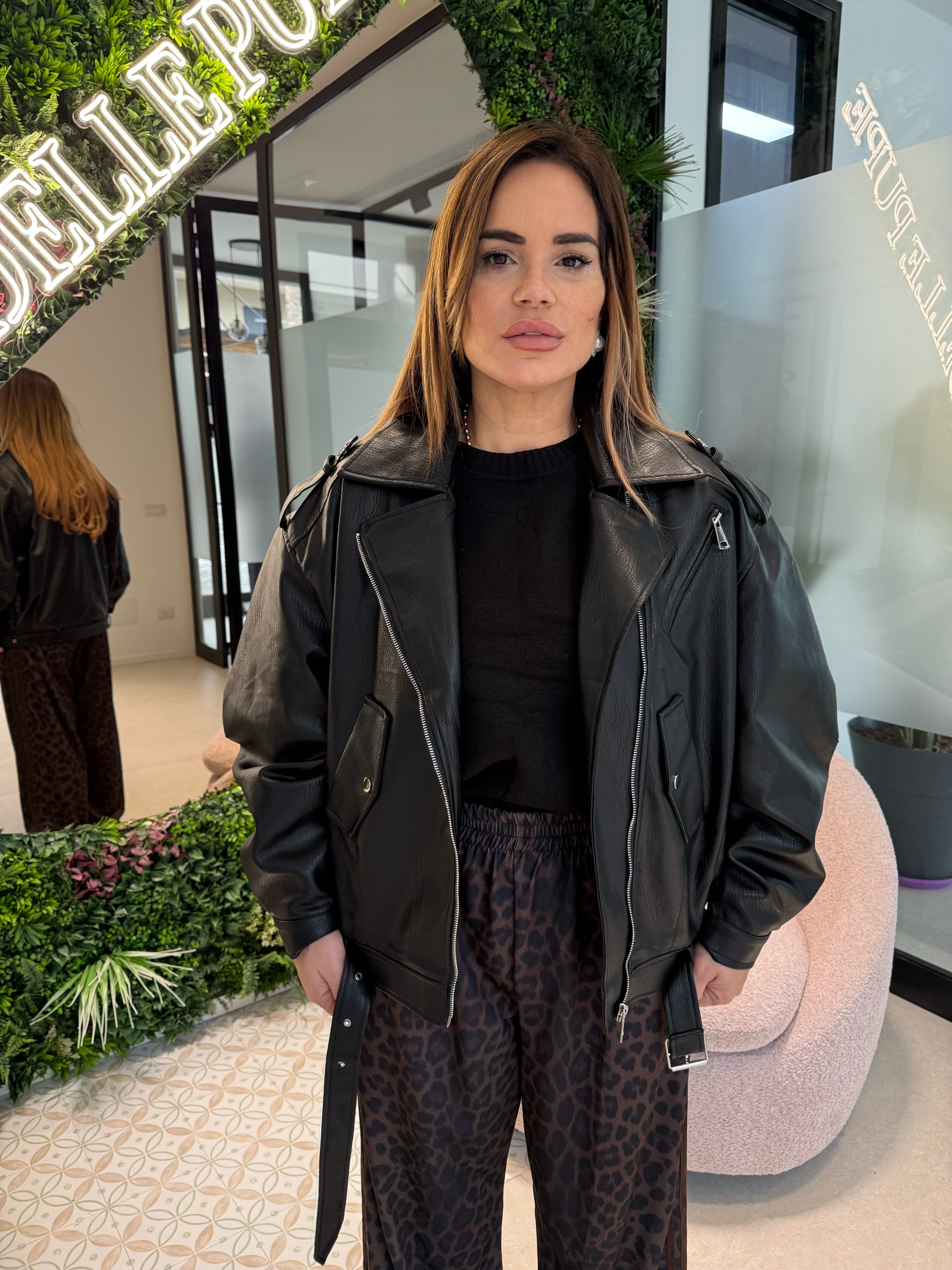 Chiodo oversize in pelle