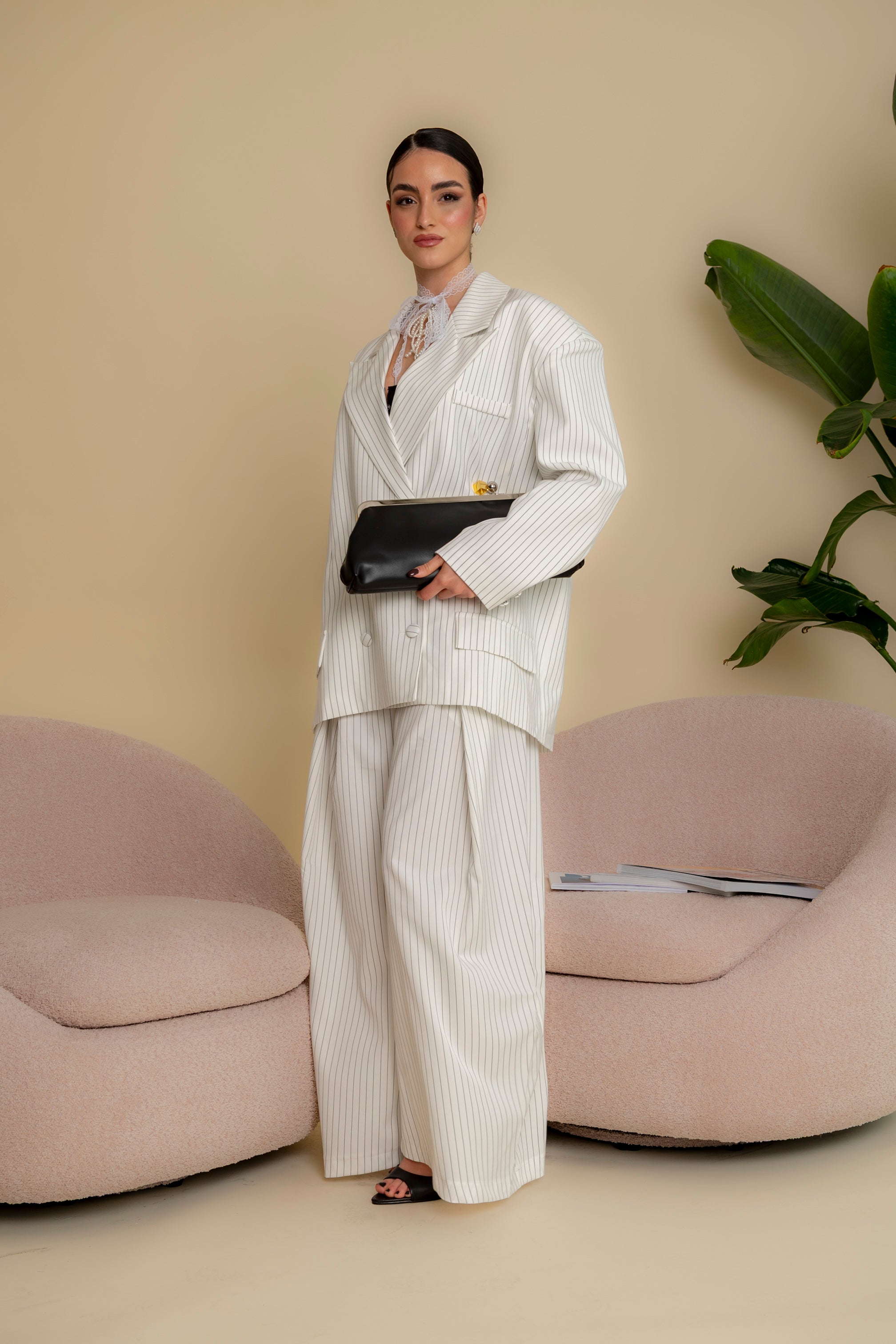 Giacca gessata white