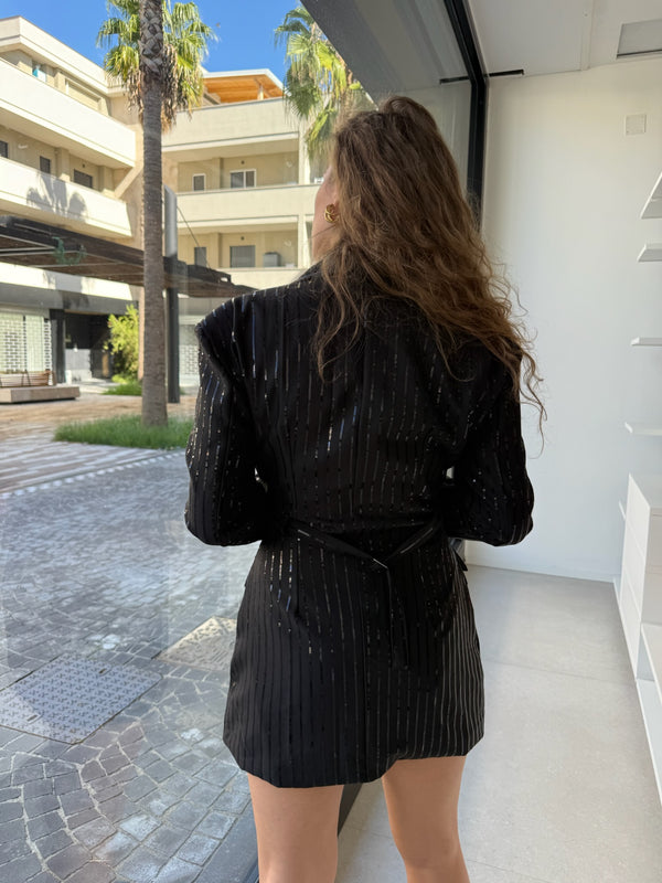 Abito blazer con pagliette nero