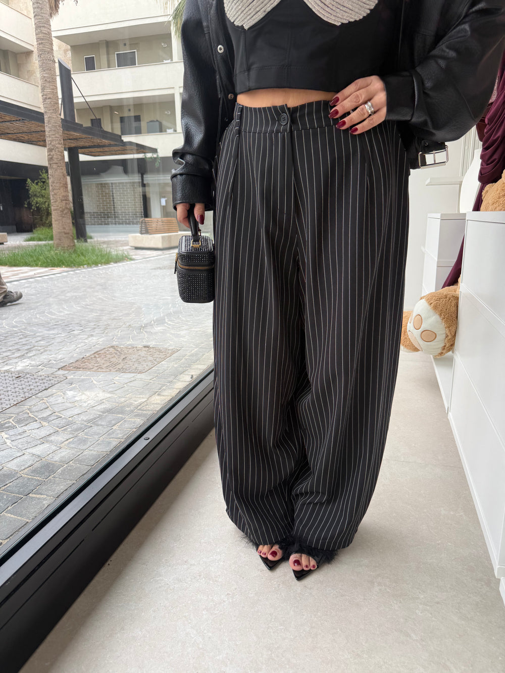 Pantalone riga di gesso curvy