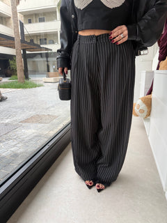 Pantalone riga di gesso curvy