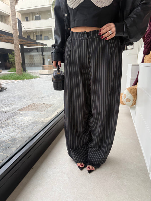 Pantalone riga di gesso curvy