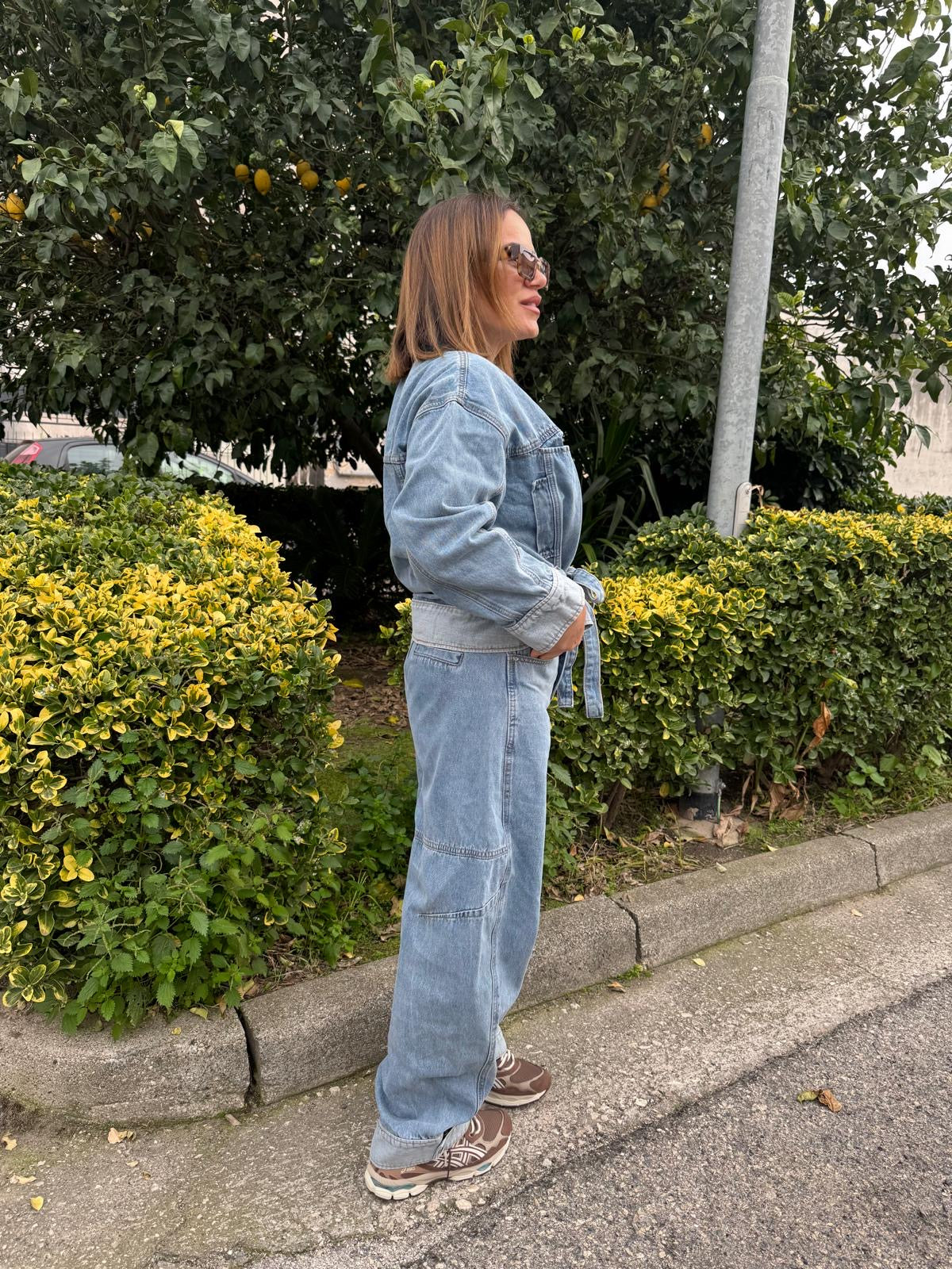 Cordset denim con arriccio in vita