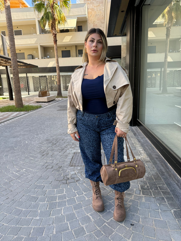 Jeans maculato blu curvy