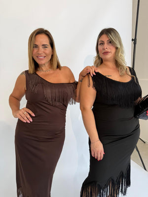 Abito tubino frange curvy