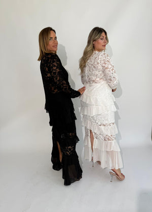 Abito pizzo volant curvy