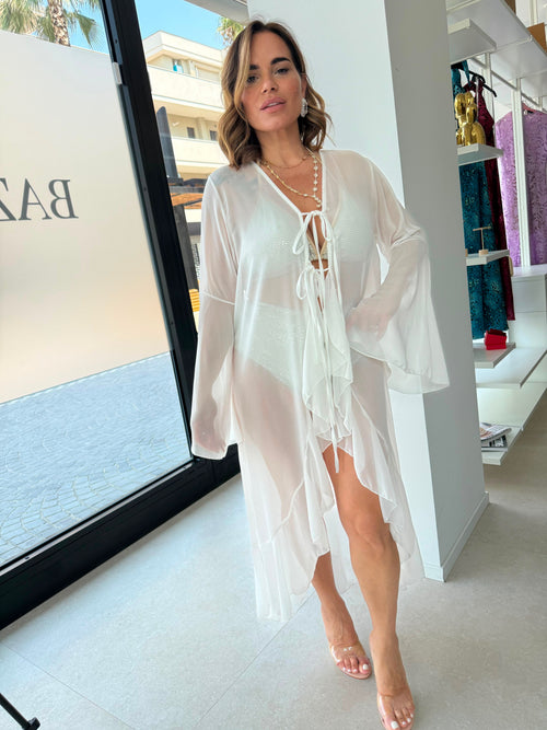 Kimono velato con rouches