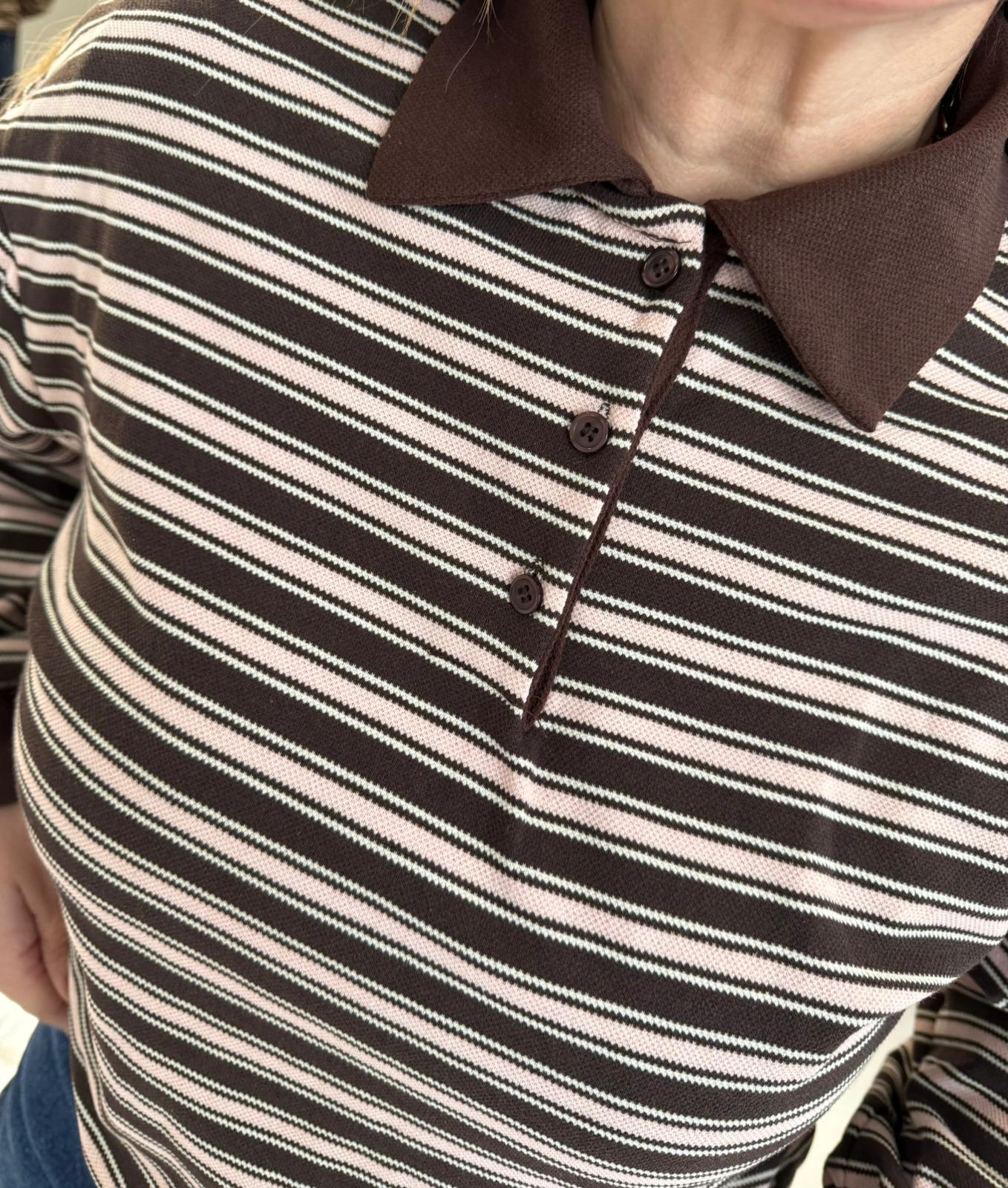 Polo a righe brown/pink