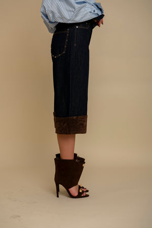 Bermuda con risvolto brown