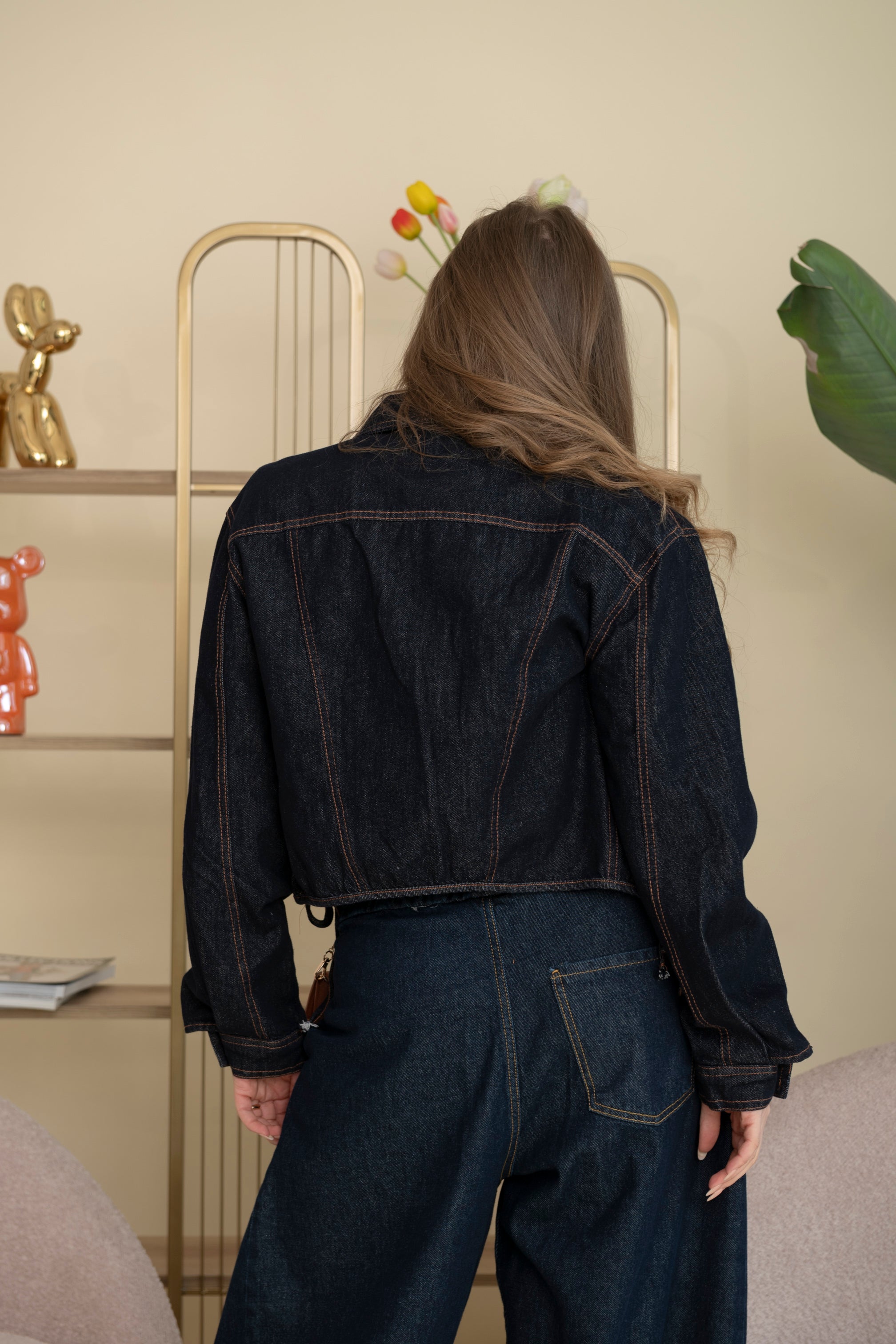 Giubbino denim con stringhe