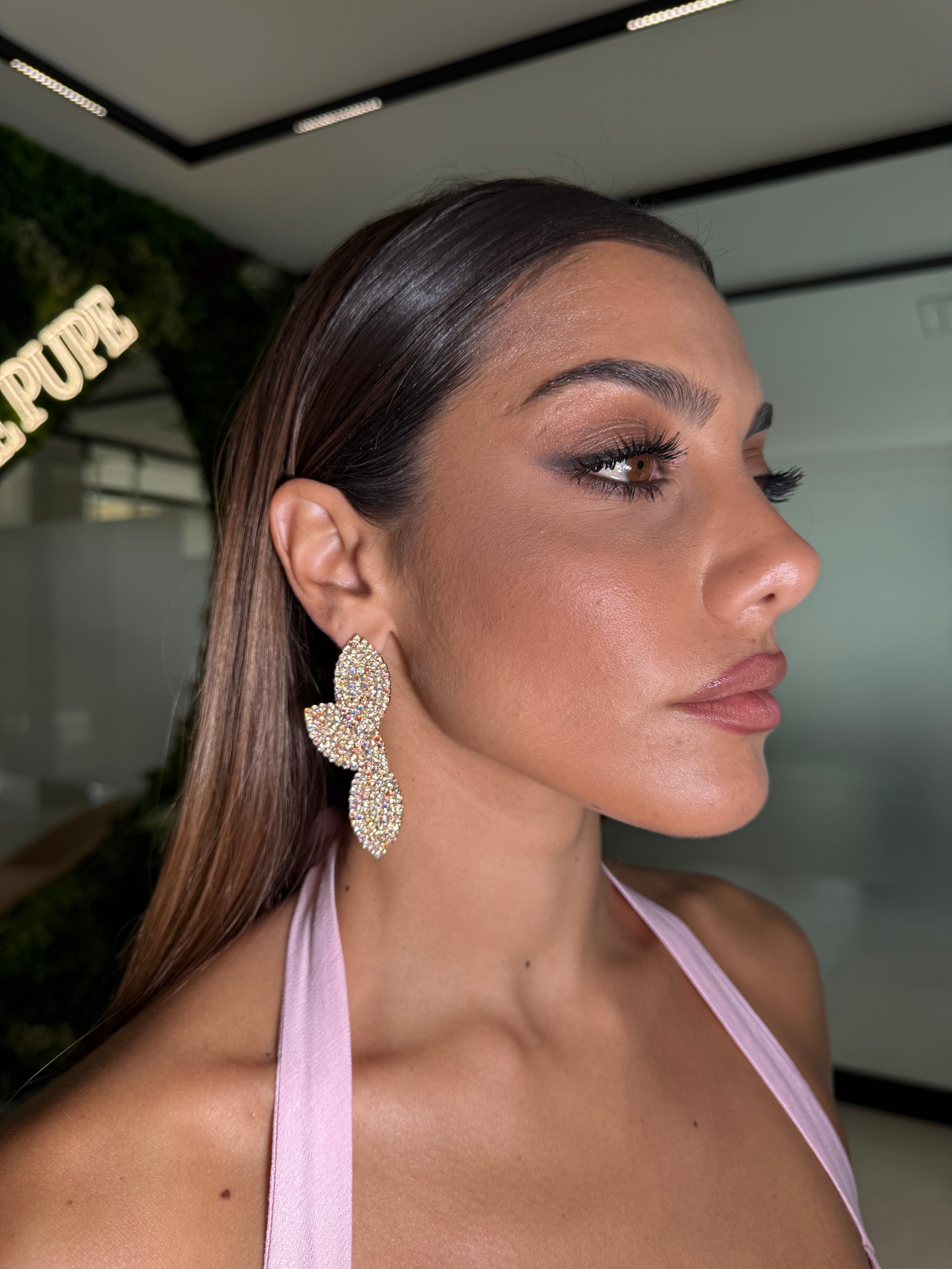 Orecchini foglia strass