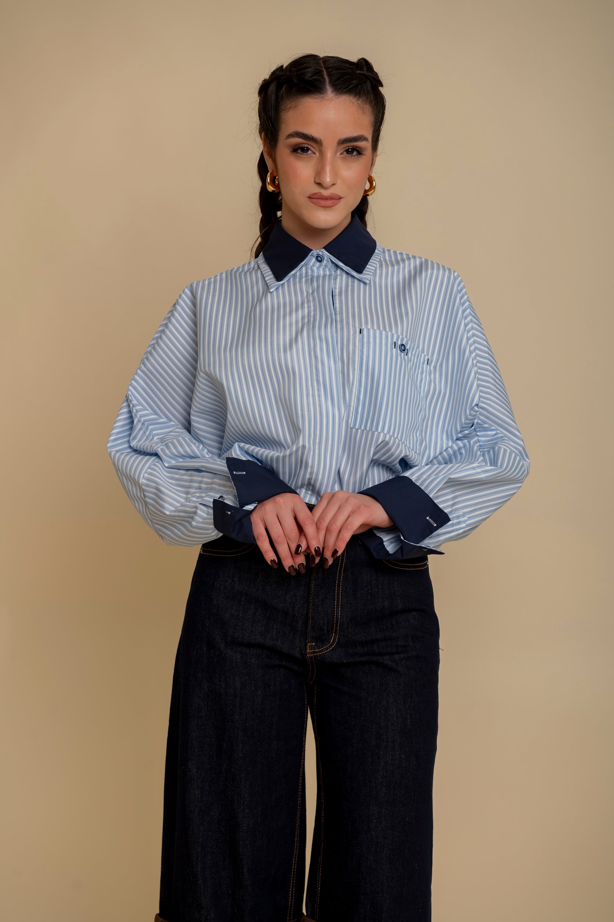 Camicia a righe doppio colletto