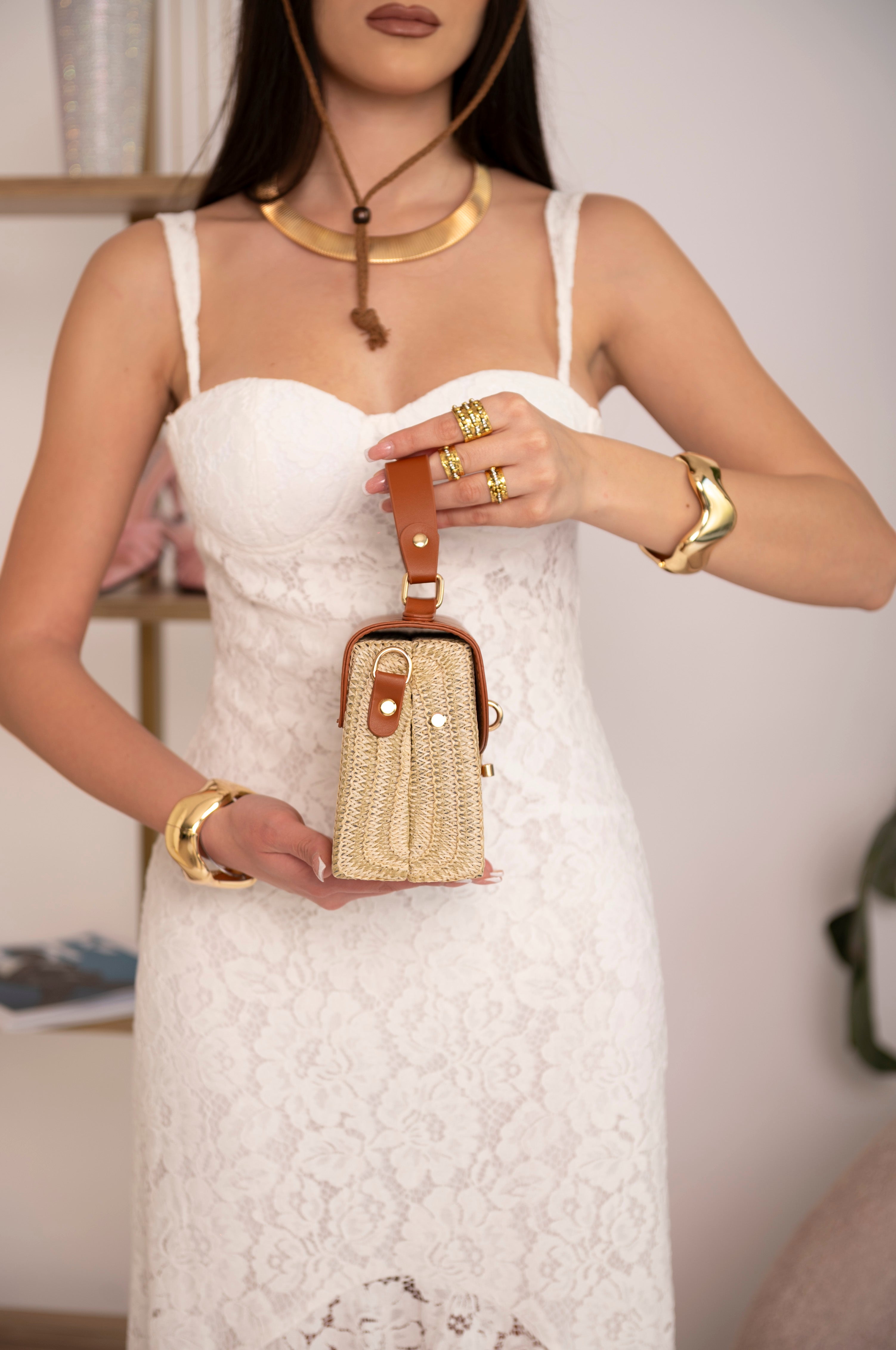 Borsa bauletto in paglia