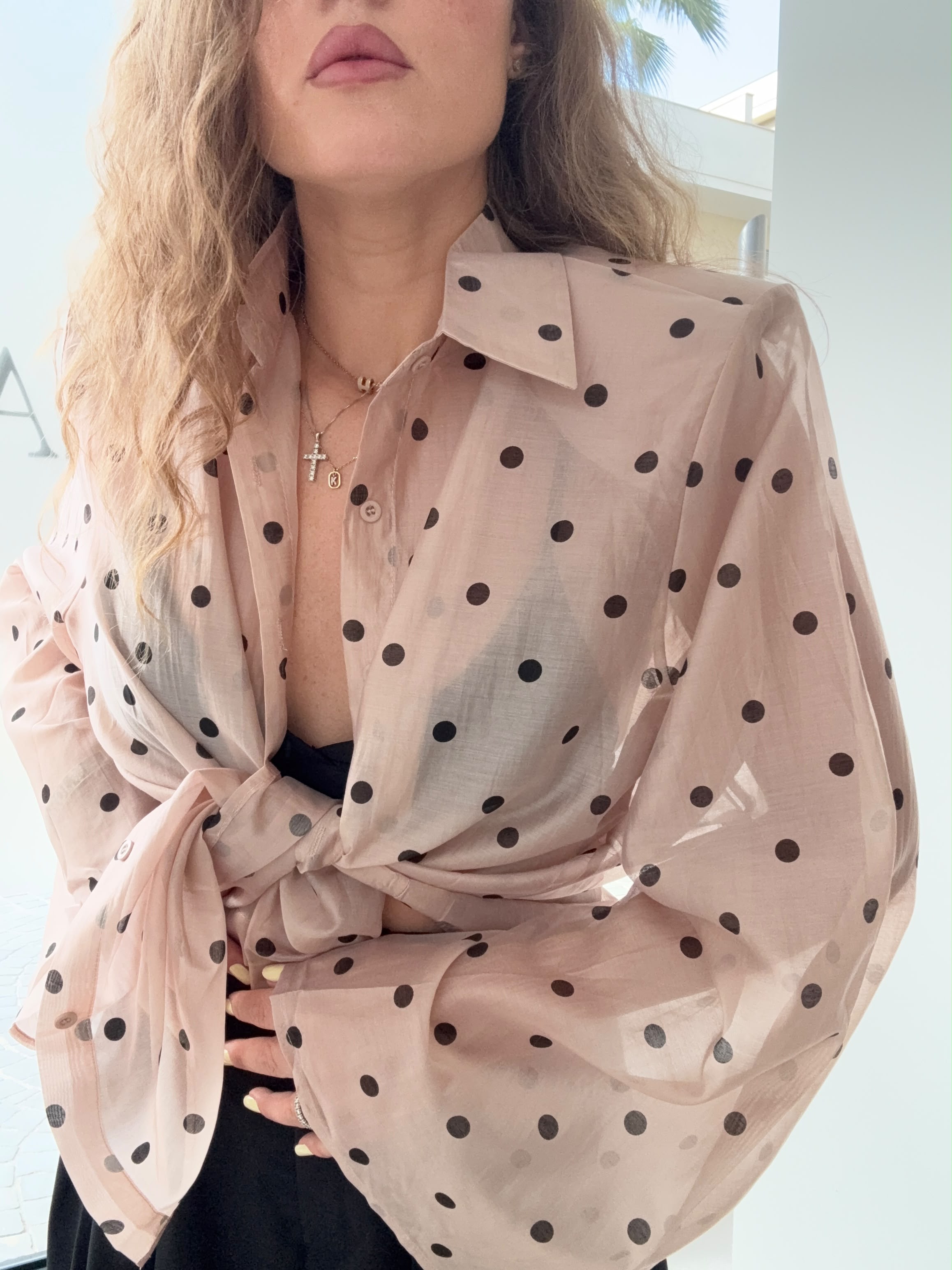Camicia velata manica larga pois
