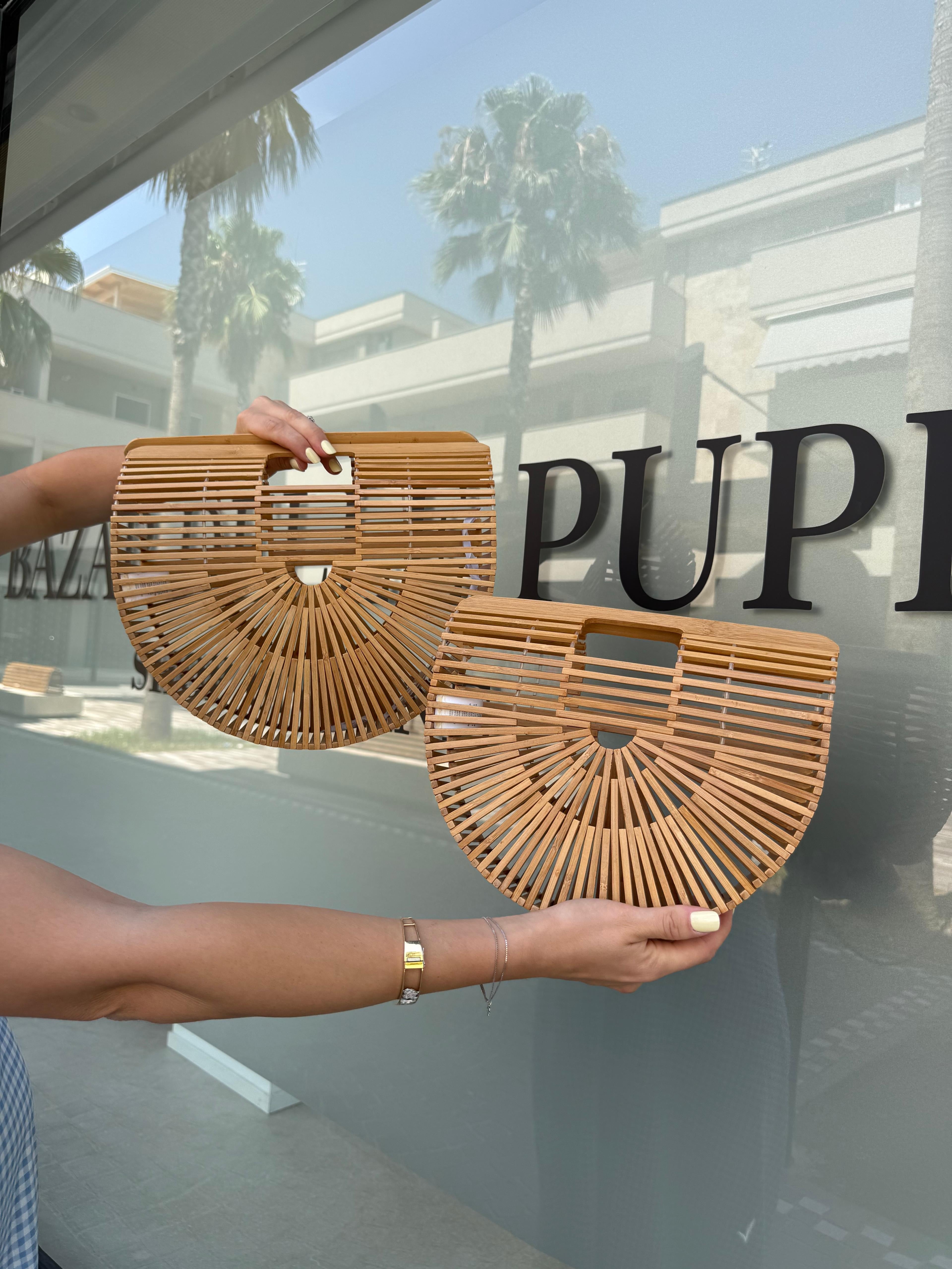 Borsa mezza luna in legno