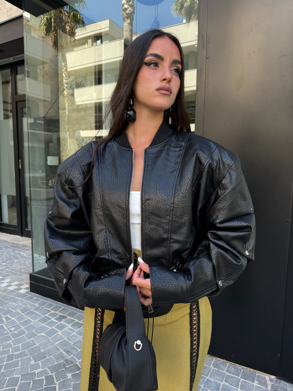 Bomber con manica arricciata