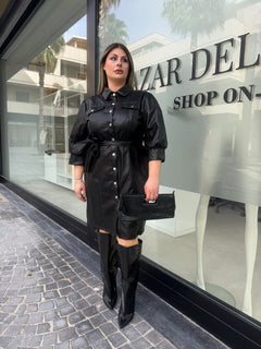 Abito camicia in ecopelle curvy