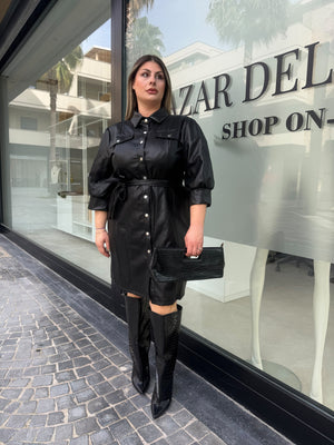 Abito camicia in ecopelle curvy