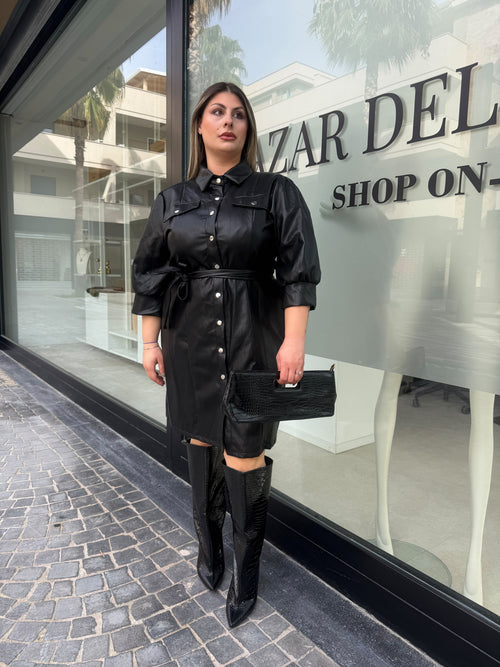 Abito camicia in ecopelle curvy