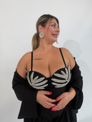 Corpetto foglia strass curvy