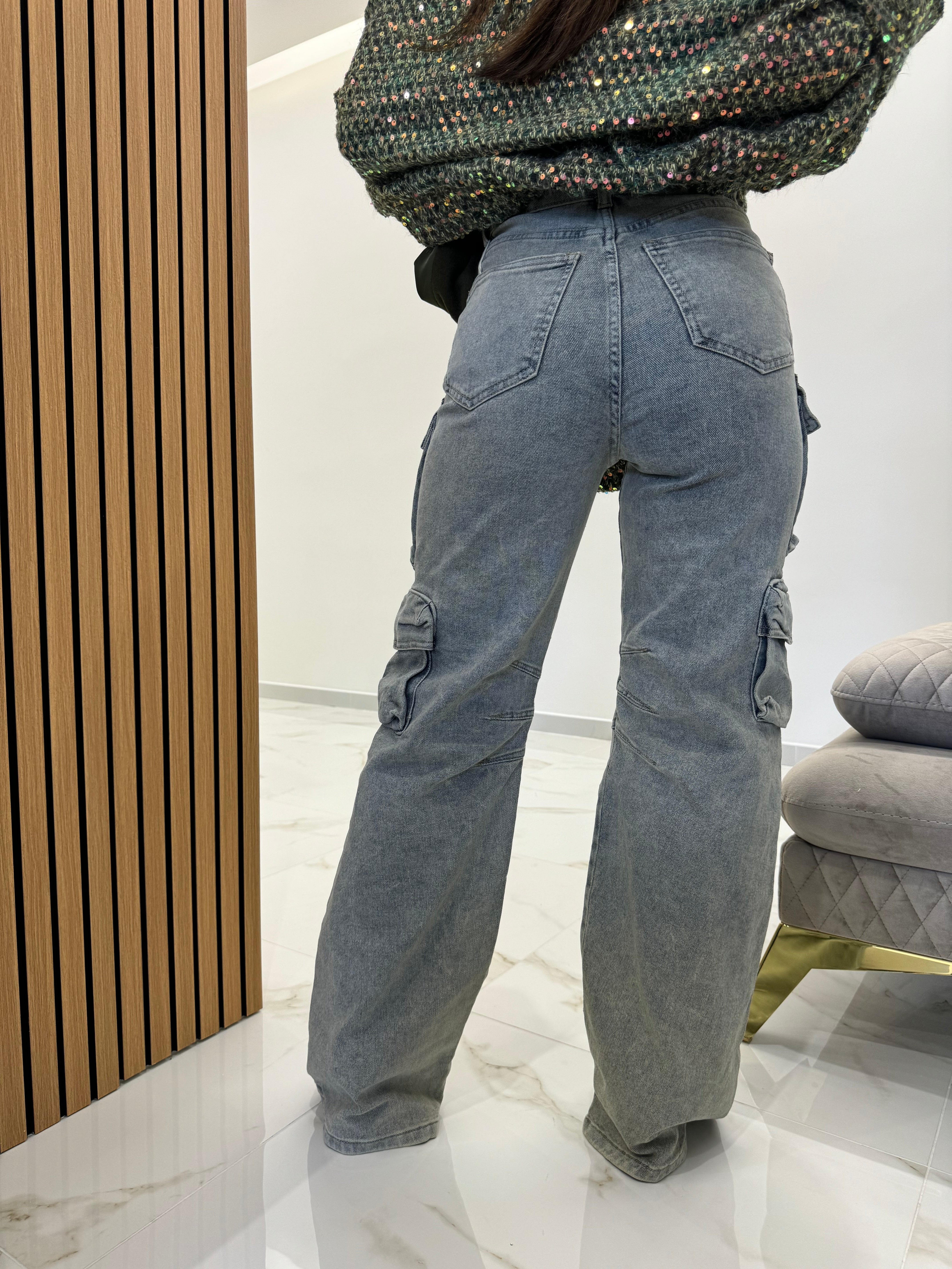 Jeans cargo sabbiato