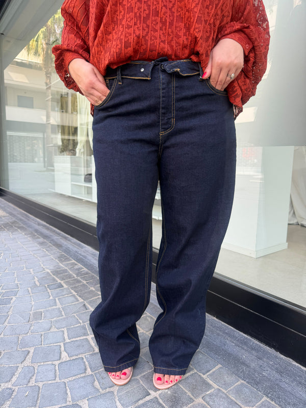 Jeans con risvolto in vita curvy