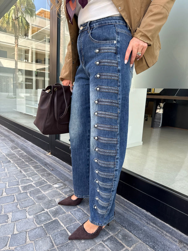 Jeans ballon dettaglio bottoni