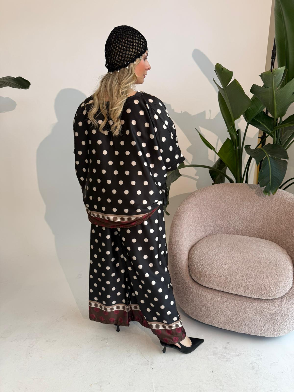 Cordset pantalone e casacca pois curvy