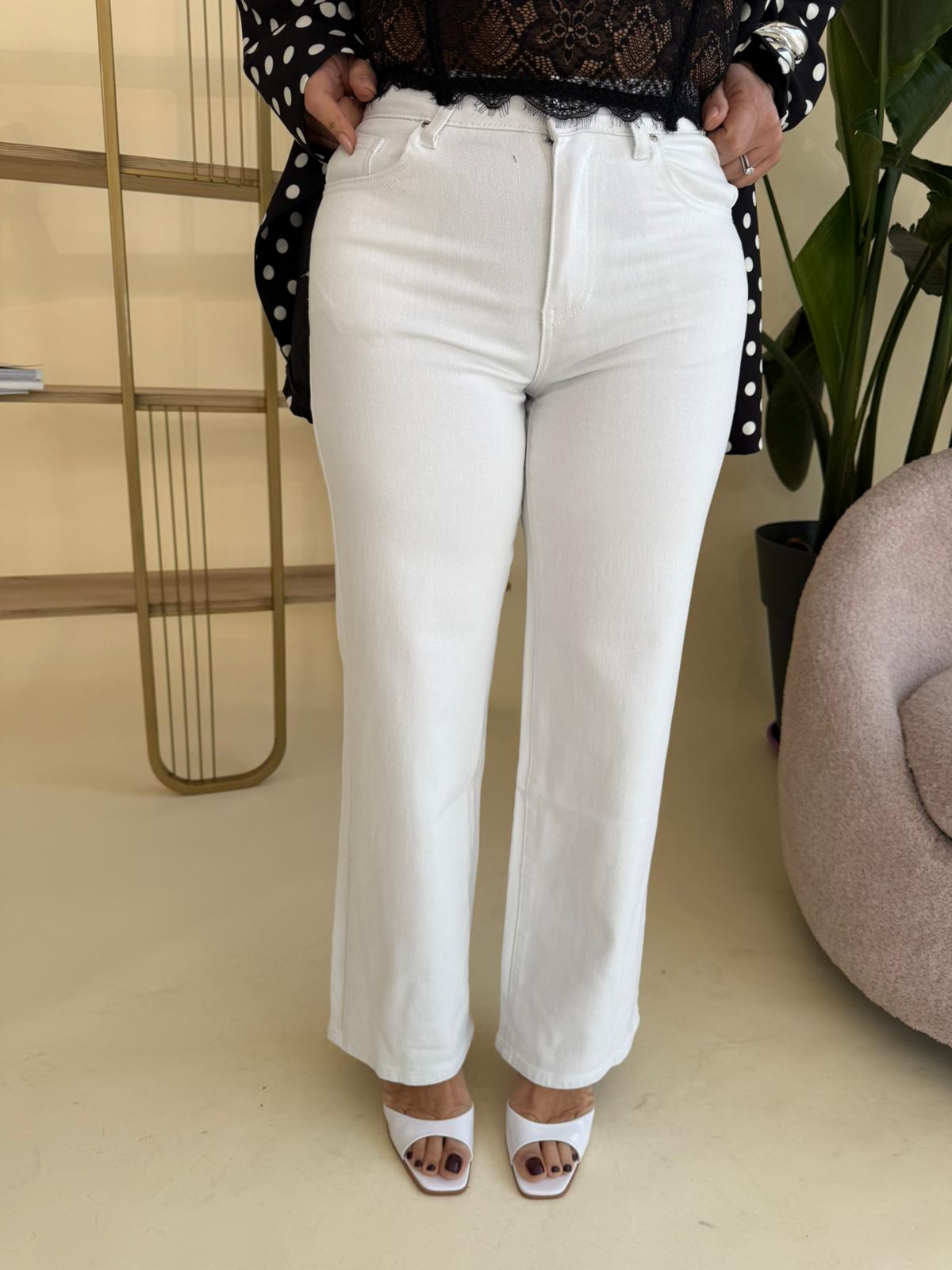 Jeans palazzo white curvy