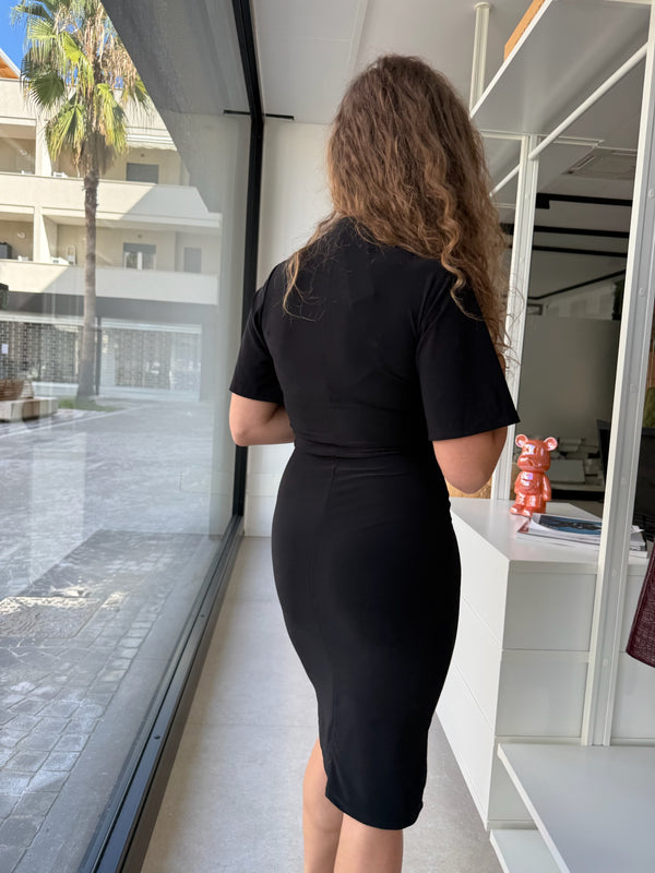 Abitino midi basic mezza manica nero
