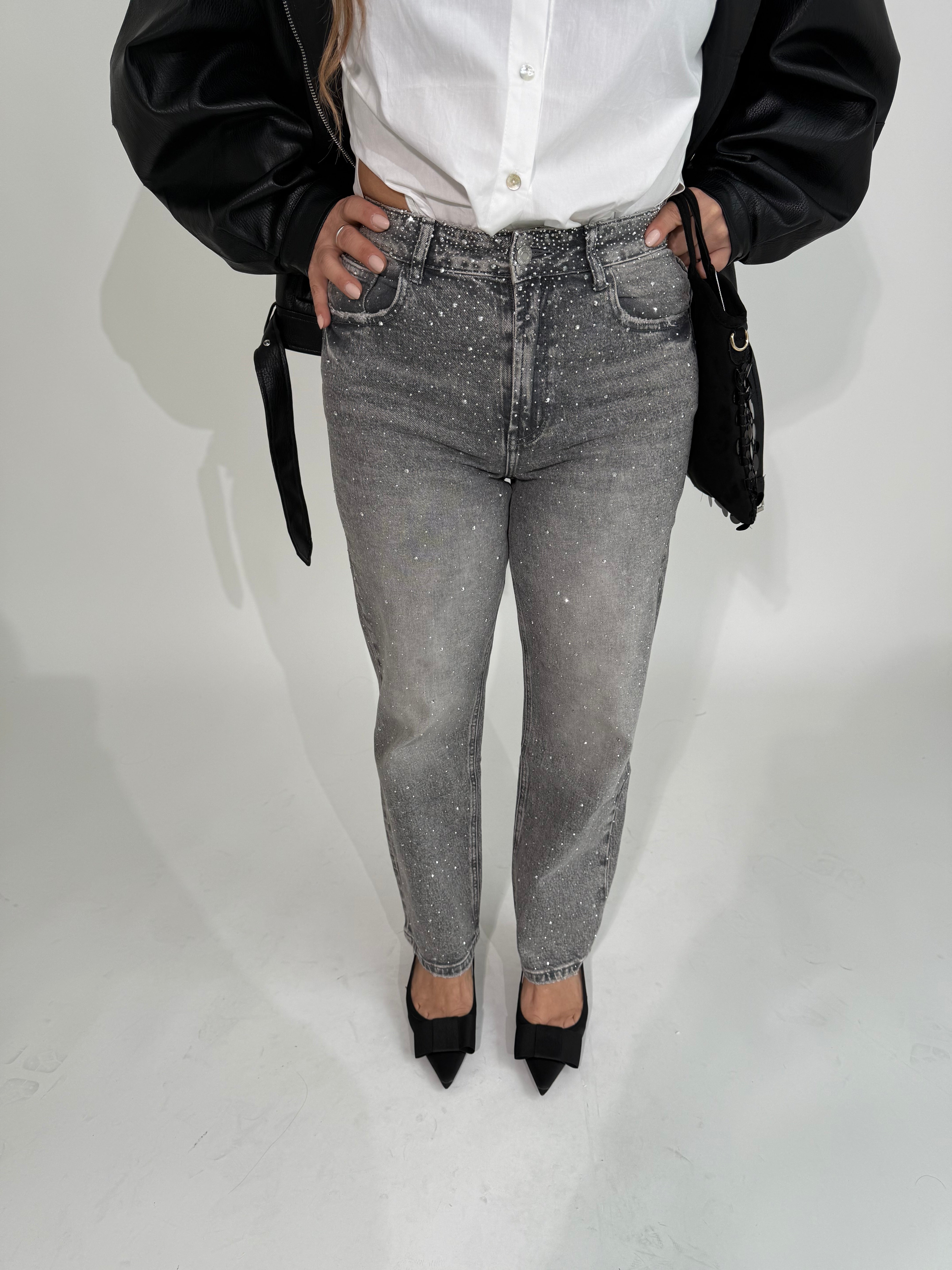 Jeans strass grey