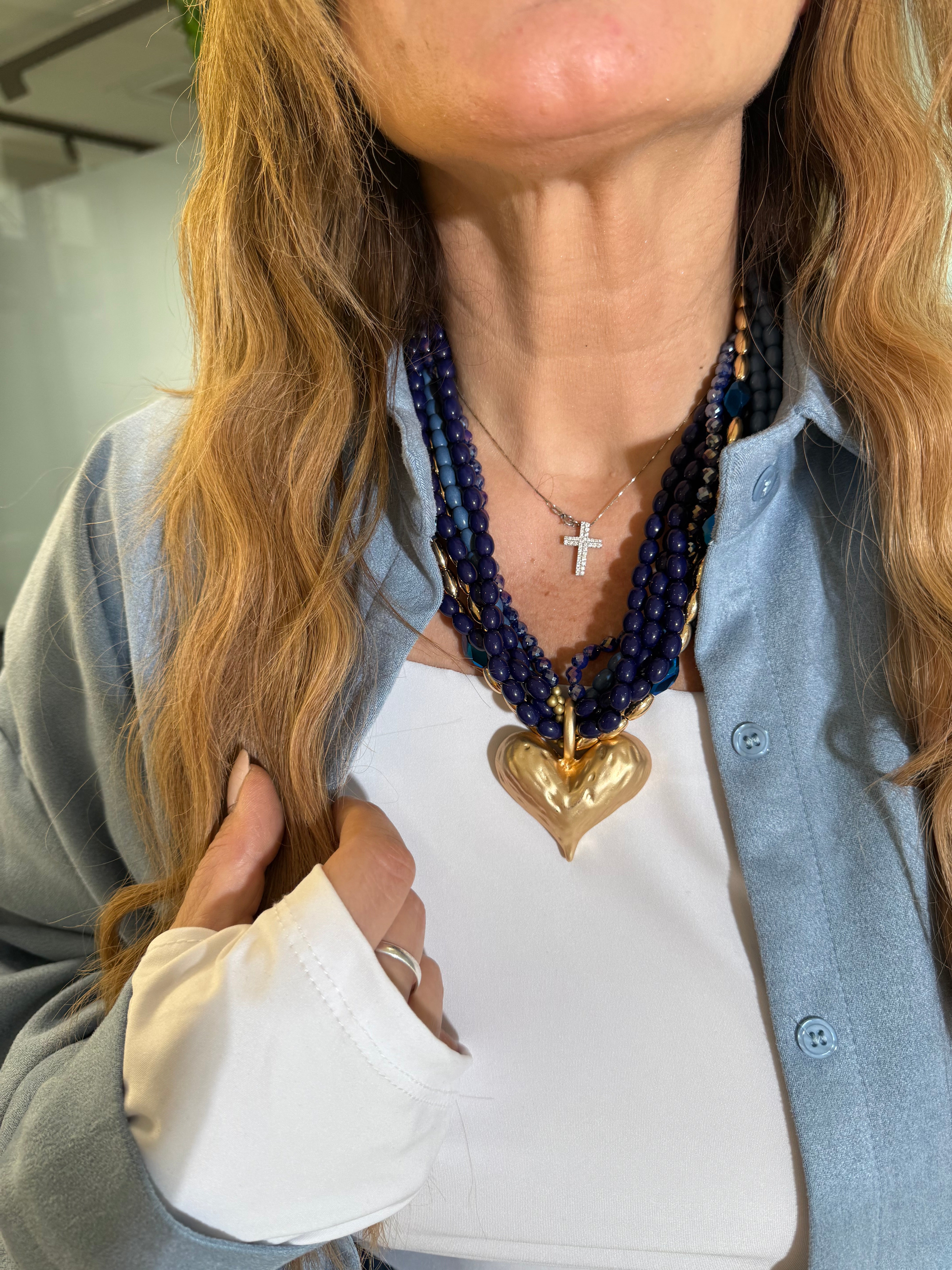 Collana perle blu