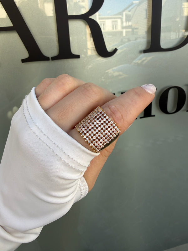 Anello quadrato strass