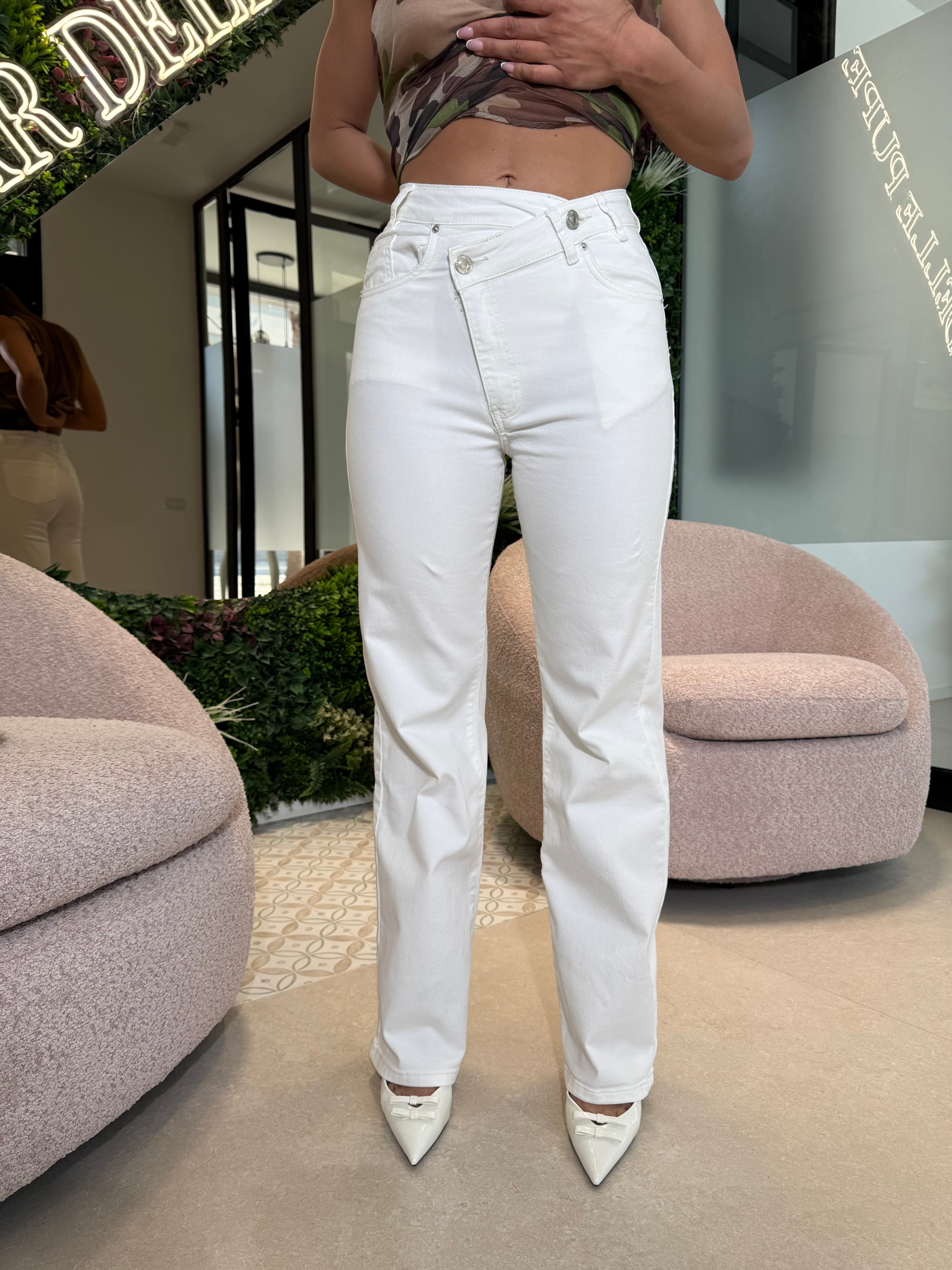 Jeans asimmetrico white