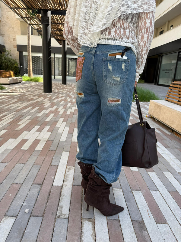 Jeans strass animalier curvy