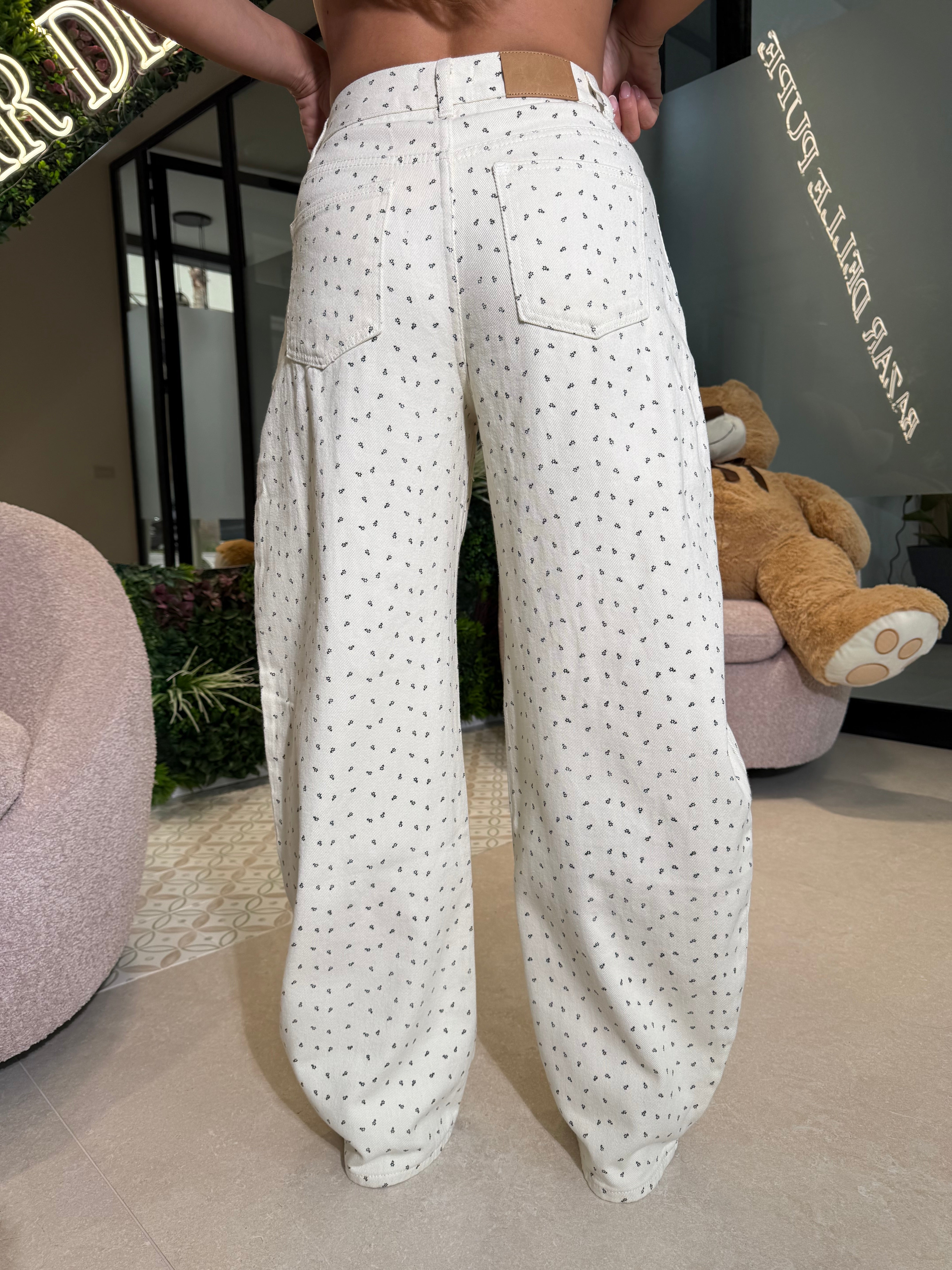 Jeans ballon microfiori
