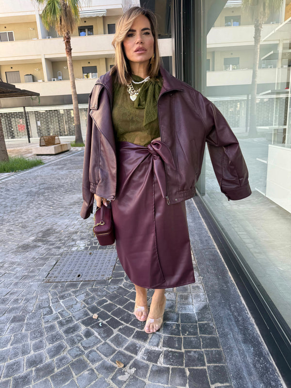 Gonna ecopelle midi annodata curvy