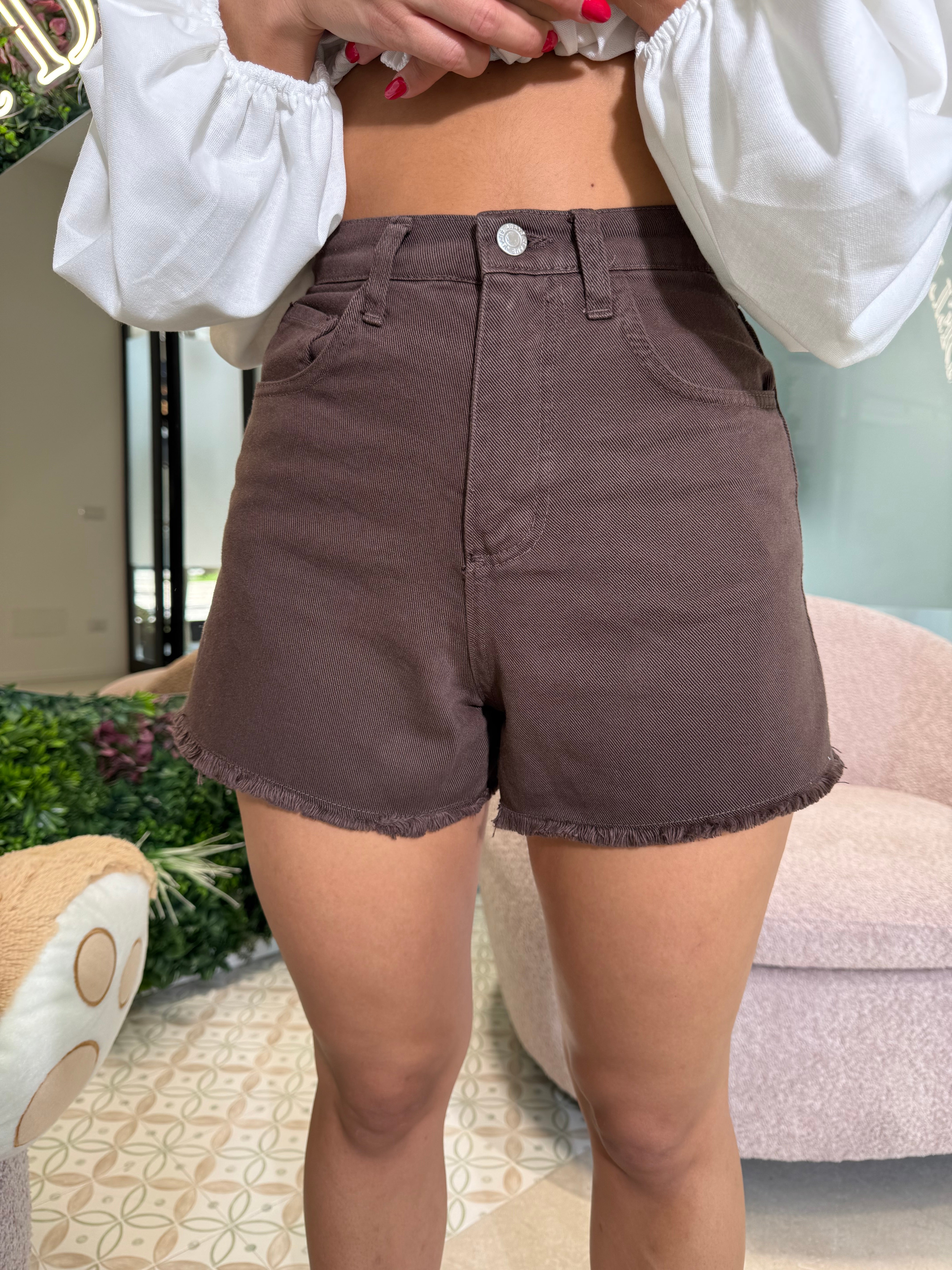 Pantaloncino in denim brown