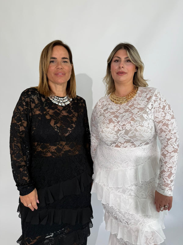 Abito pizzo volant curvy