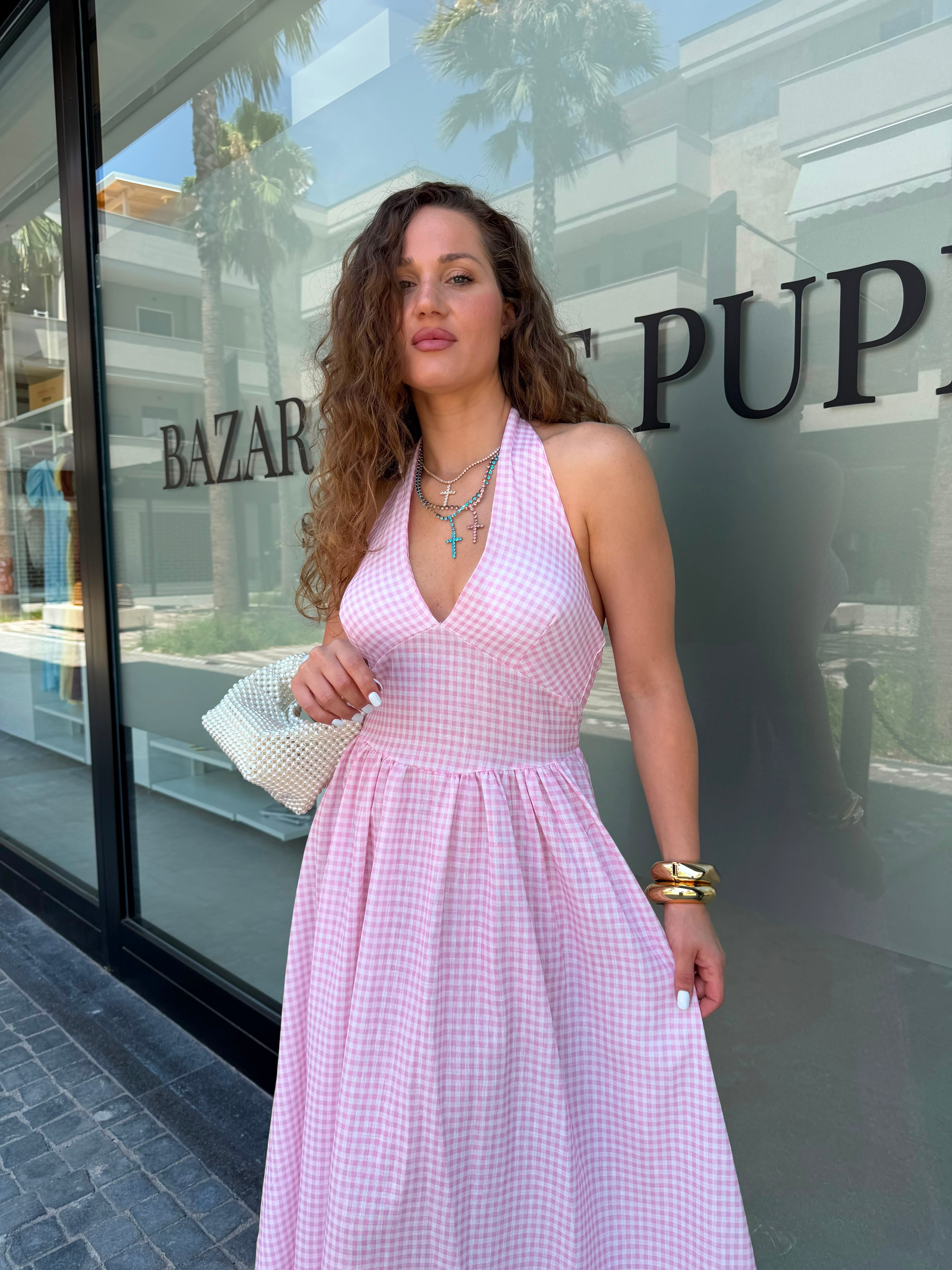 Abito quadrettini rosa