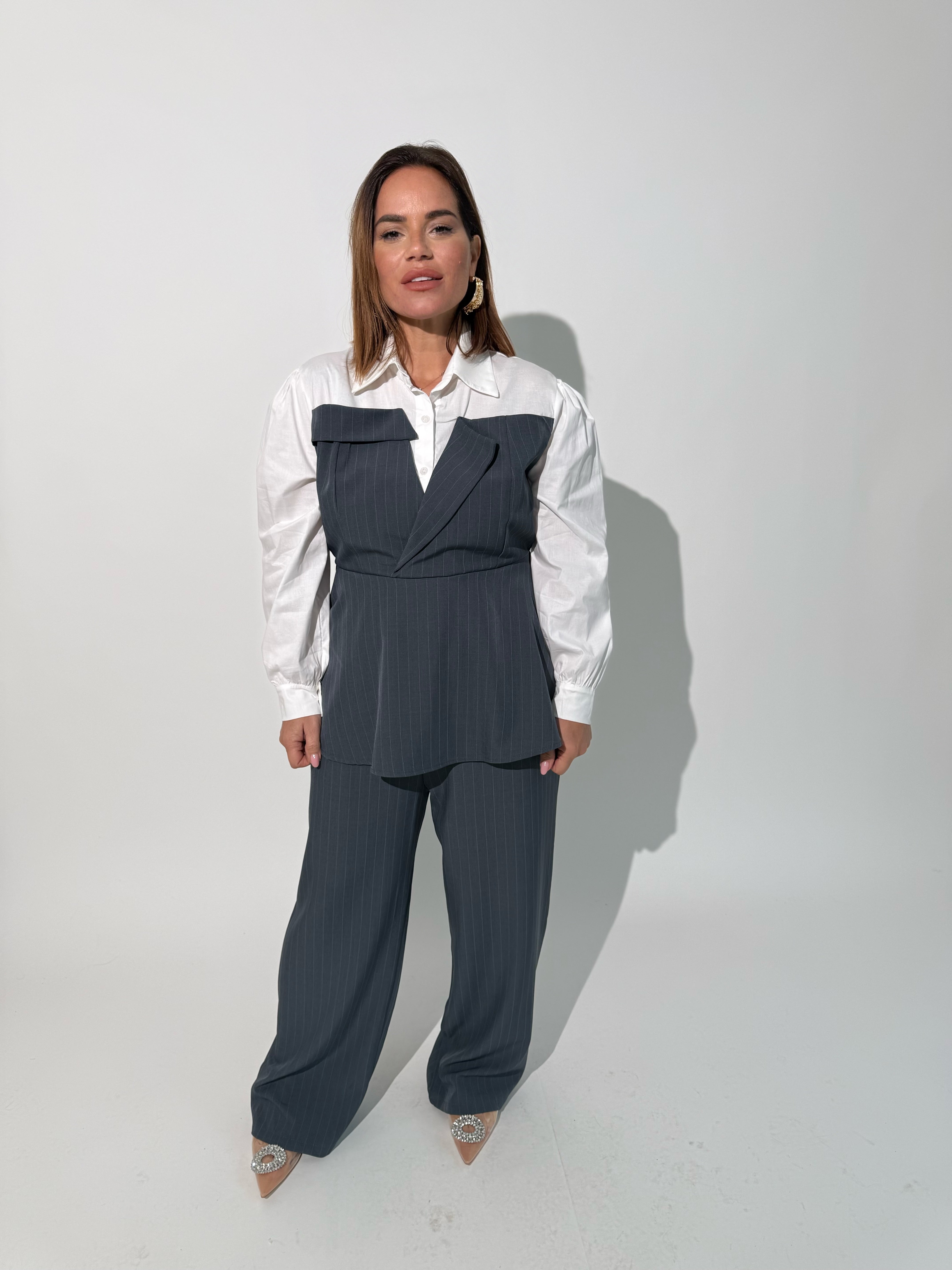 Cordset gessato effetto giacca curvy