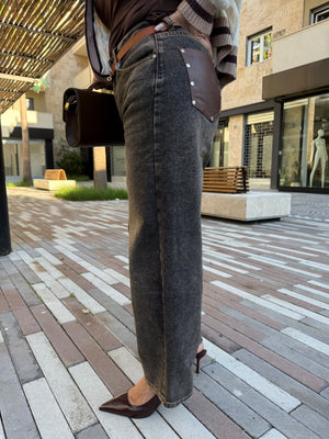 Jeans sabbiato tasca brown