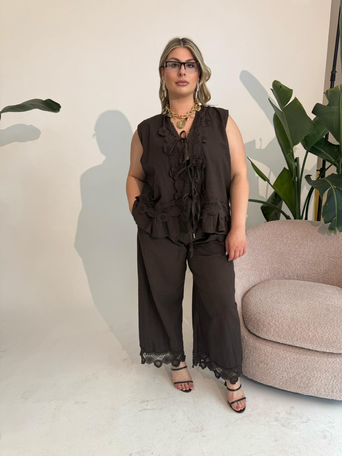 Cordset misto lino con merletto curvy